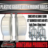 x2 Boat Trailer Slipper Spring Mount Rails + White Plastic Guards Suit 13" & 14" Tyres