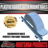 x2 Boat Trailer Slipper Spring Mount Rails + White Plastic Guards Suit 13" & 14" Tyres