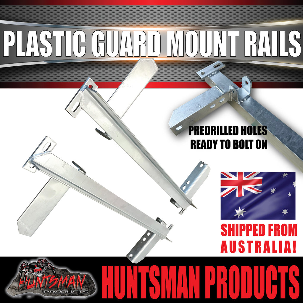 x2 Boat Trailer Slipper Spring Mount Rails suit Plastic Guards 13" or 14" Wheels