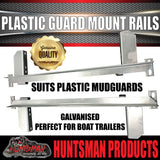 x2 Boat Trailer Slipper Spring Mount Rails + Grey Plastic Guards Suit 13" & 14" Tyres