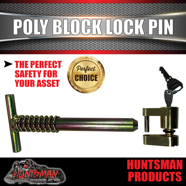Poly Block coupling Pin & Lock Suit Huntsman Treg Trig For Trailer Car