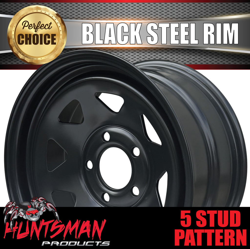 16x8 5 Stud Black Steel Wheel Rim 5/130 PCD, +20 Offset Fit Mercedes Ssangyong