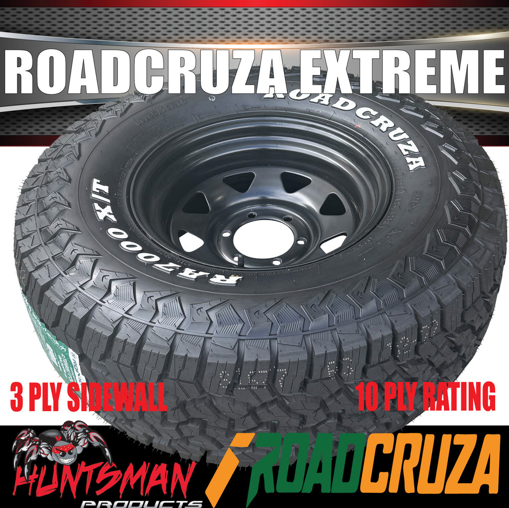 265/70R16 Roadcruza RA7000 X/T Extreme Tyre on 16" Black Steel Wheel Rim. 121/118R 3 Ply Sidewall