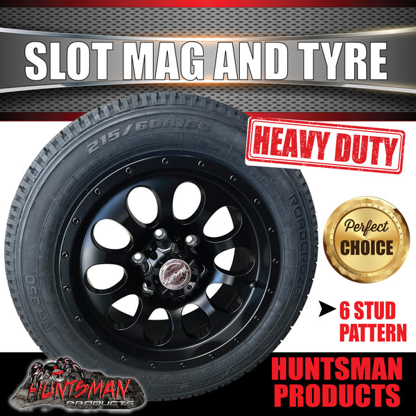 16x8 6 stud +15 Slot alloy Mag Wheel & 215/60R16C Tyre. Trailer Caravan Vans