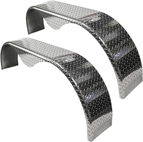 Aluminium Tandem Teardrop Style Trailer Radius Mud Guards 1700mm x  250mm, Propeller Plate finish