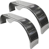 Aluminium Tandem Teardrop Style Trailer Radius Mud Guards 1700mm x  250mm, Propeller Plate finish