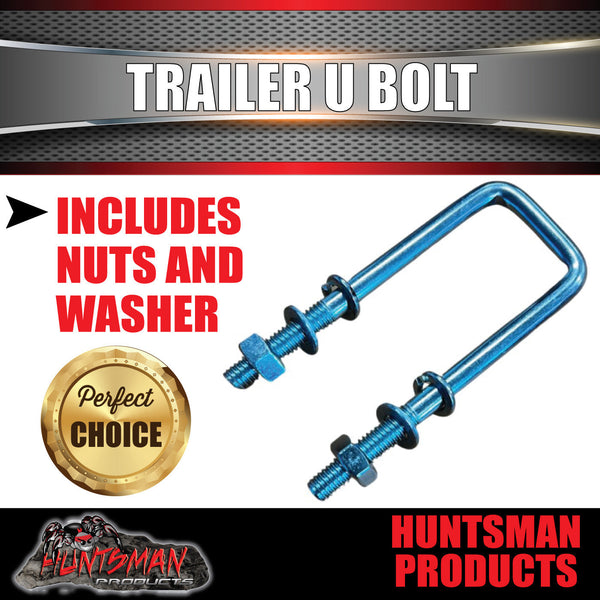 1x 45mm X 150mm 1/2" Trailer Caravan Boat U bolt + Nuts & Washers Zinc Finish