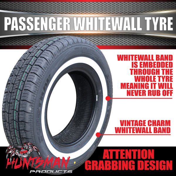14" Whitewall 205/75r14 Suretrac Crystal Tyre 95s. 28mm White Line 205 75 14