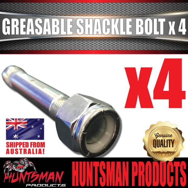 x4 Greasable Trailer Caravan Shackle Spring Bolt & Nut 5/8