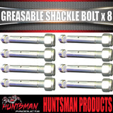 x8 Greasable Trailer Caravan Shackle Spring Bolt & Nut 5/8" X 4" Rocker Roller