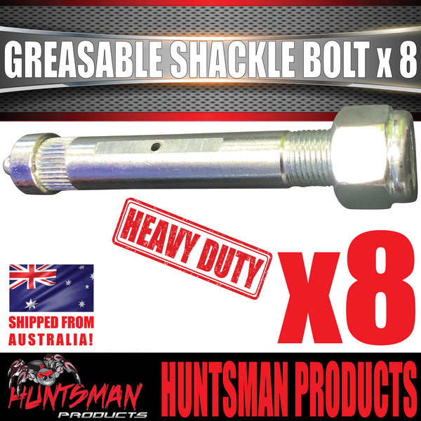 x8 Greasable Trailer Caravan Shackle Spring Bolt & Nut 5/8