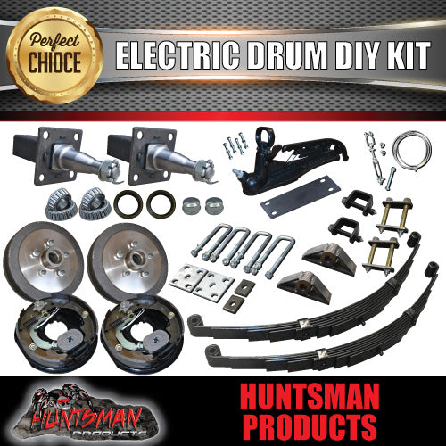 DIY 1400KG Trailer Kit. eye to Eye Springs Electric Drum Brake. Axles 64" - 77"