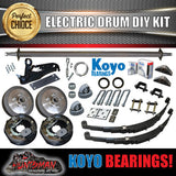 DIY 1400KG Trailer Kit. eye to Eye Springs Electric Drum Brake. KOYO Bearings. Axles 78" - 96"