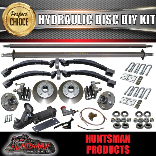 DIY 2000kg TANDEM TRAILER SUSPENSION KIT.  HYDRAULIC DISC BRAKES. R/ROLLER, AXLES 78