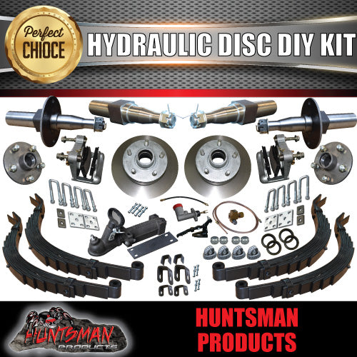 DIY 2000Kg Tandem Kit. Hydraulic Disc Brakes. Slipper Springs. Stub Axles