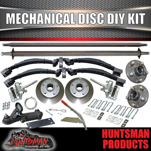 DIY 2000kg Tandem Trailer Kit. Mechanical Disc. Rocker Roller Springs, 45mm Axles 78