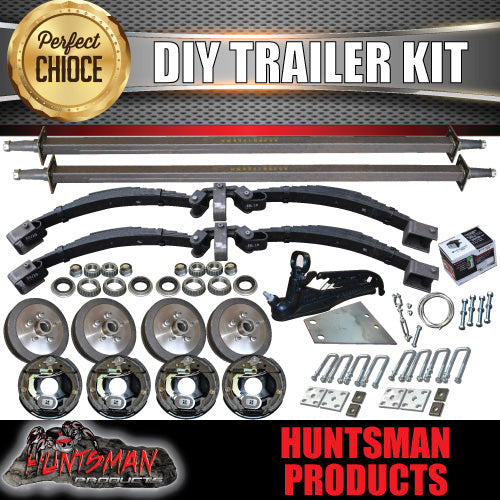 DIY 2500Kg Tandem Kit. R/Roller, 10" Electric Brakes, 45mm Axles 78" - 96"