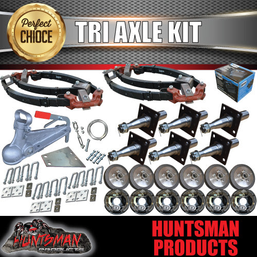 DIY 4200Kg Tri Axle Trailer Caravan Kit 10" Electric Brakes Stub Axles, R/Roller