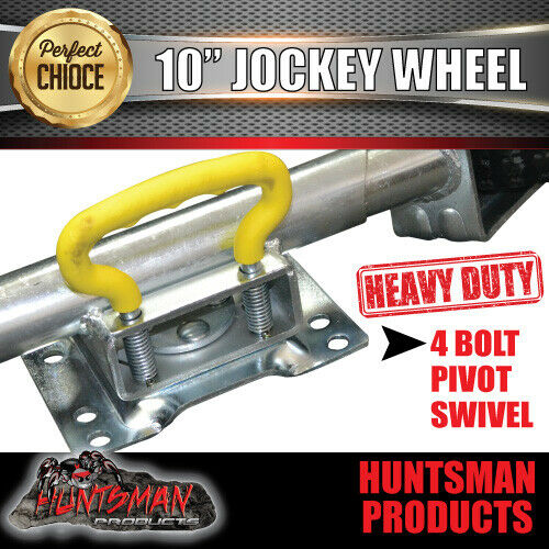 10" Trailer Caravan Swing Up Jockey Wheel & 100x50mm U bolts. 1000Kg Rated