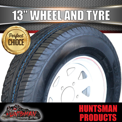 13x4.5 & 155R13C Ford Pattern Sunraysia White Trailer Caravan Wheel Rim & Tyre