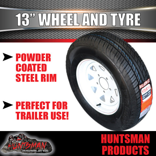 13 x 4.5 165R13C Sunraysia Trailer Caravan HT Holden Wheel Rim & Tyre White