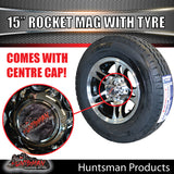 15" Trailer Caravan Ford Pattern Rocket Alloy Rim & 195R15C Tyre. 195 15