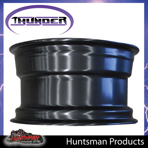 15x8 6 Stud Black Thunder Steel Rim -23 Offset. 6/139.7 PCD.  Fits Landcruiser, Patrol etc