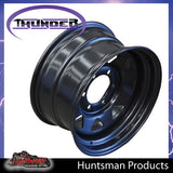 15x8 6 Stud Black Thunder Steel Rim. 0 Offset. 6/139.7 PCD.  Fits Landcruiser, Patrol etc