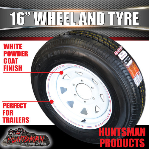 16x6" 6 stud trailer caravan white steel wheel & 195/65R16C tyre. 195 65 16