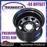 15x10 6 Stud Black Thunder Steel Wheel Rim -44 Offset. 6/139.7 PCD.