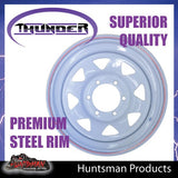 16x6 6 Stud White Thunder Steel Wheel Rim 0 Offset. 6/139.7 Caravan Trailer