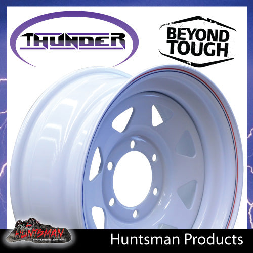 16x7 6 Stud White Thunder Steel Rim -13 Offset. 6/139.7 PCD.  Fits Landcruiser, Patrol etc
