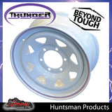 16x7 6 Stud White Thunder Steel Rim +25 Offset. 6/139.7 PCD. Fits Ranger, Hilux, BT 50, D-Max etc