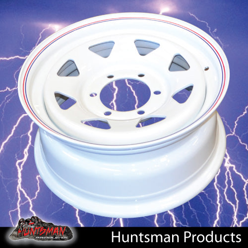 16x7 6 Stud White Thunder Steel Rim +25 Offset. 6/139.7 PCD. Fits Ranger, Hilux, BT 50, D-Max etc