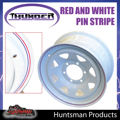 16x7 6 Stud White Thunder Steel Rim +25 Offset. 6/139.7 PCD. Fits Ranger, Hilux, BT 50, D-Max etc