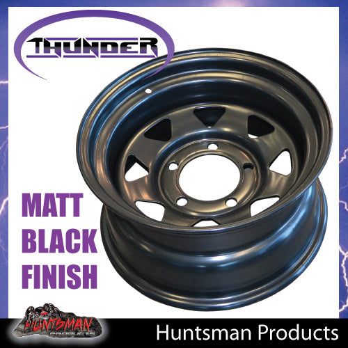 16x8 5/150 PCD Black thunder Steel Wheel Rim -25 Offset.  Fits Toyota Landcruiser