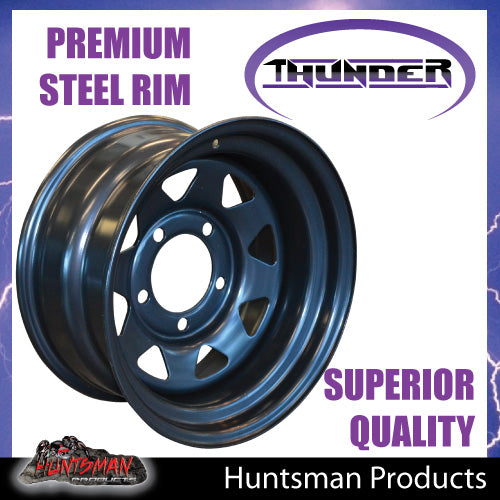 16x8 5/150 PCD Black thunder Steel Wheel Rim -25 Offset.  Fits Toyota Landcruiser