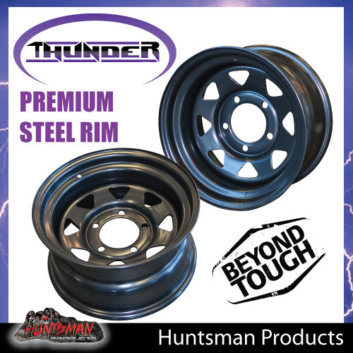 16x8 5/150 PCD Black thunder Steel Wheel Rim -25 Offset.  Fits Toyota Landcruiser