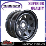 17X8 Sunraysia 6/114.3 PCD +20 Offset Black Thunder Steel Rim D40 NP300