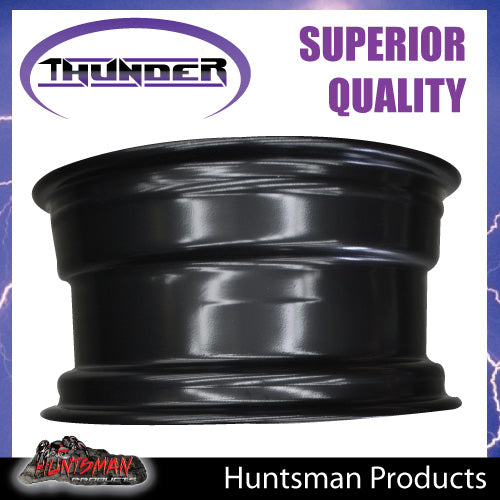 15x8 6 Stud Black Thunder D Hole Steel Wheel Rim -23 Offset. 6/139.7 PCD.  Fits Landcruiser, Patrol etc