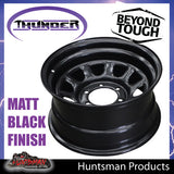 15x8 6 Stud Black Thunder D Hole Steel Wheel Rim -23 Offset. 6/139.7 PCD.  Fits Landcruiser, Patrol etc