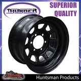 15x8 6 Stud Black Thunder D Hole Steel Wheel Rim -23 Offset. 6/139.7 PCD.  Fits Landcruiser, Patrol etc