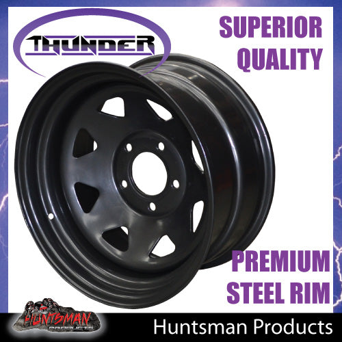 17x8 5 Stud Black Thunder Jeep Steel Wheel Rim 5/127 PCD, -25 Offset.