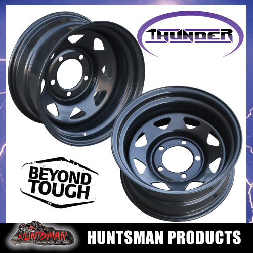 16x8 5/150 PCD Black thunder Steel Wheel Rim -50 Offset.   Fits Toyota Landcruiser