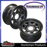 17x8 5 Stud Black Thunder Steel Rim 5/150, +30 suits Landcruiser 100/200 Series Pattern