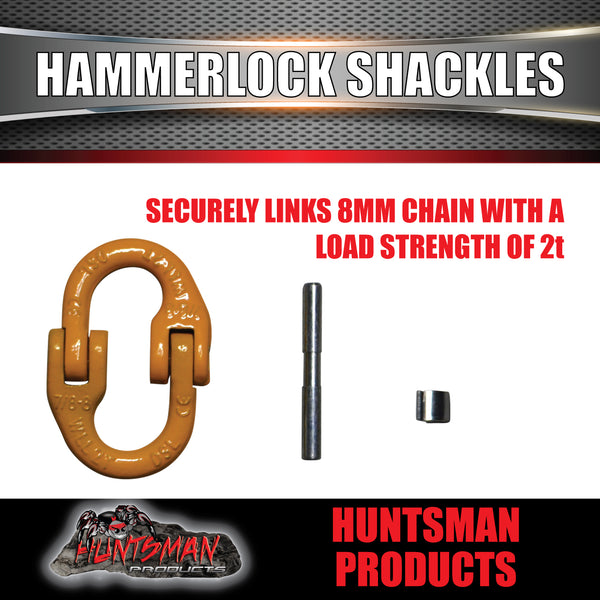 2 x 8mm 2t Hammerlock Chain Link Connectors. grade 80