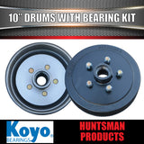 2X Trailer 10" Drums Suit Ford 5/114.3 PCD & S/L (Ford) Koyo Bearings