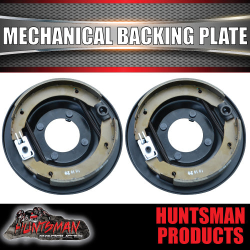 2x 9" Mechanical Drum Trailer Backing Plates With Brake Shoes. Caravan Camper