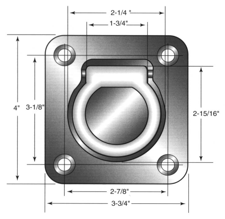 6x Black E coated Lashing Rings Tie Down Anchor Points 100mm x 95mm For Ute Trailer Truck