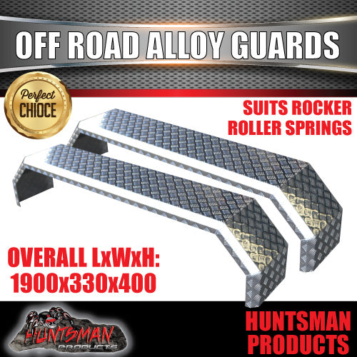 Aluminium Tandem Trailer Mud Guards 1900mm x 330mm. Suit Rocker Roller Springs. TIG Welded
